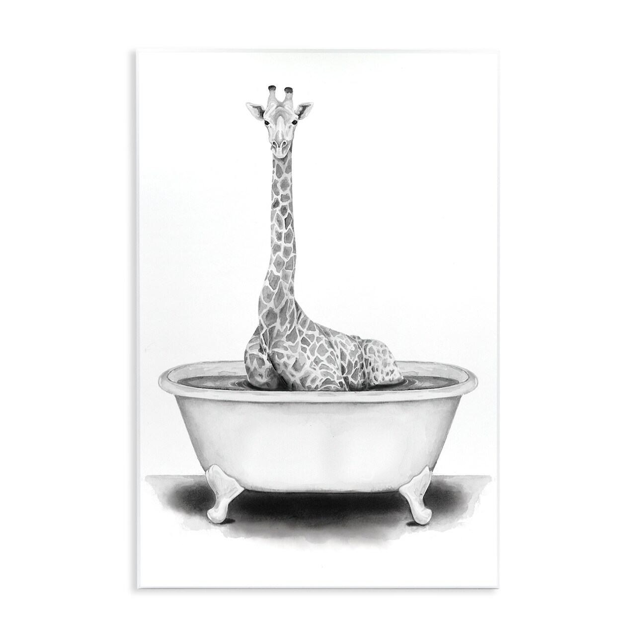 Stupell Industries Giraffe In Tub Funny Animal Bathroom Wall Plaque Art